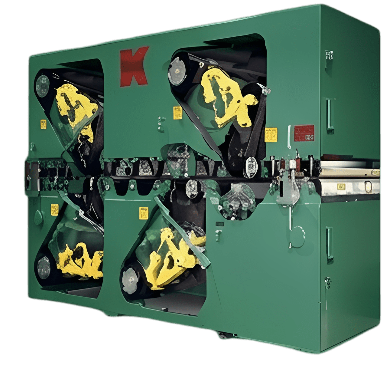 Complex machinery with prominent mechanical parts