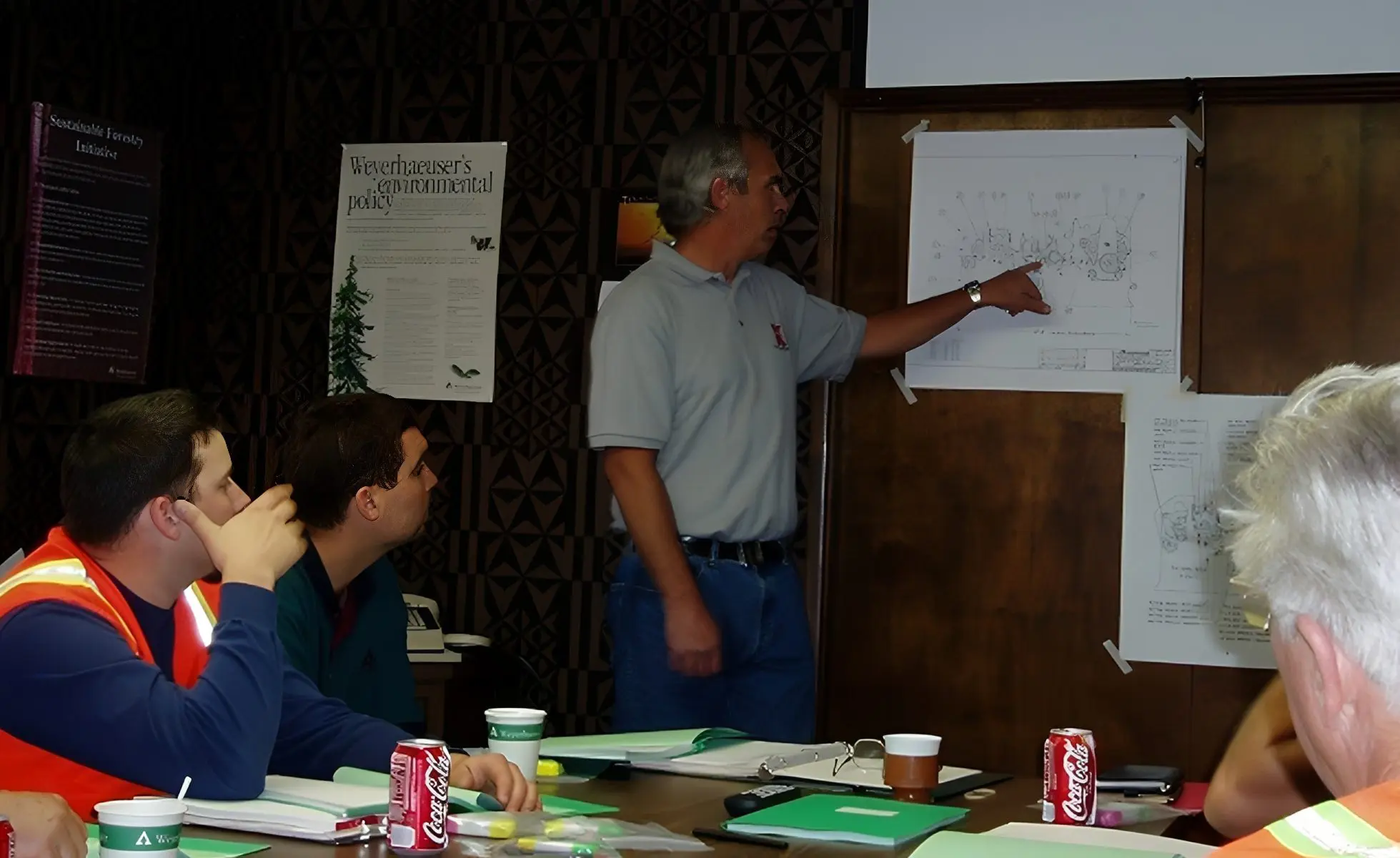 Team meeting with presentation