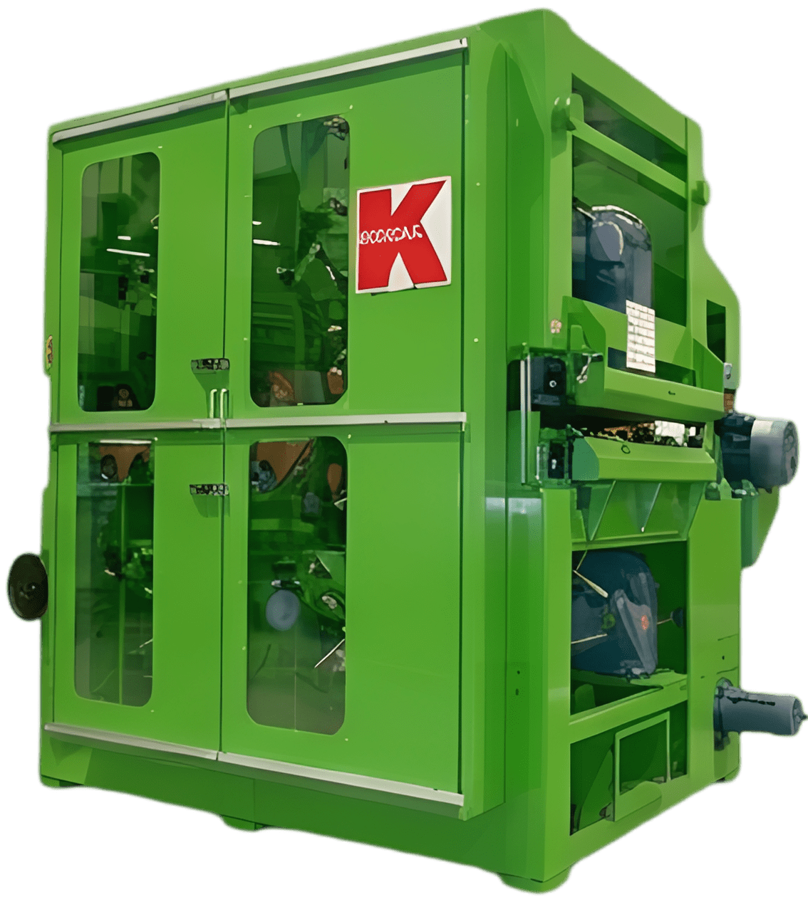 Green industrial machine with glass doors