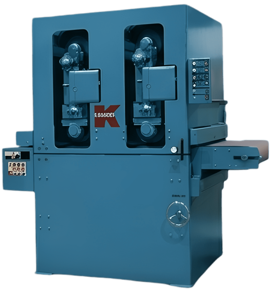 Industrial sanding machine on black background