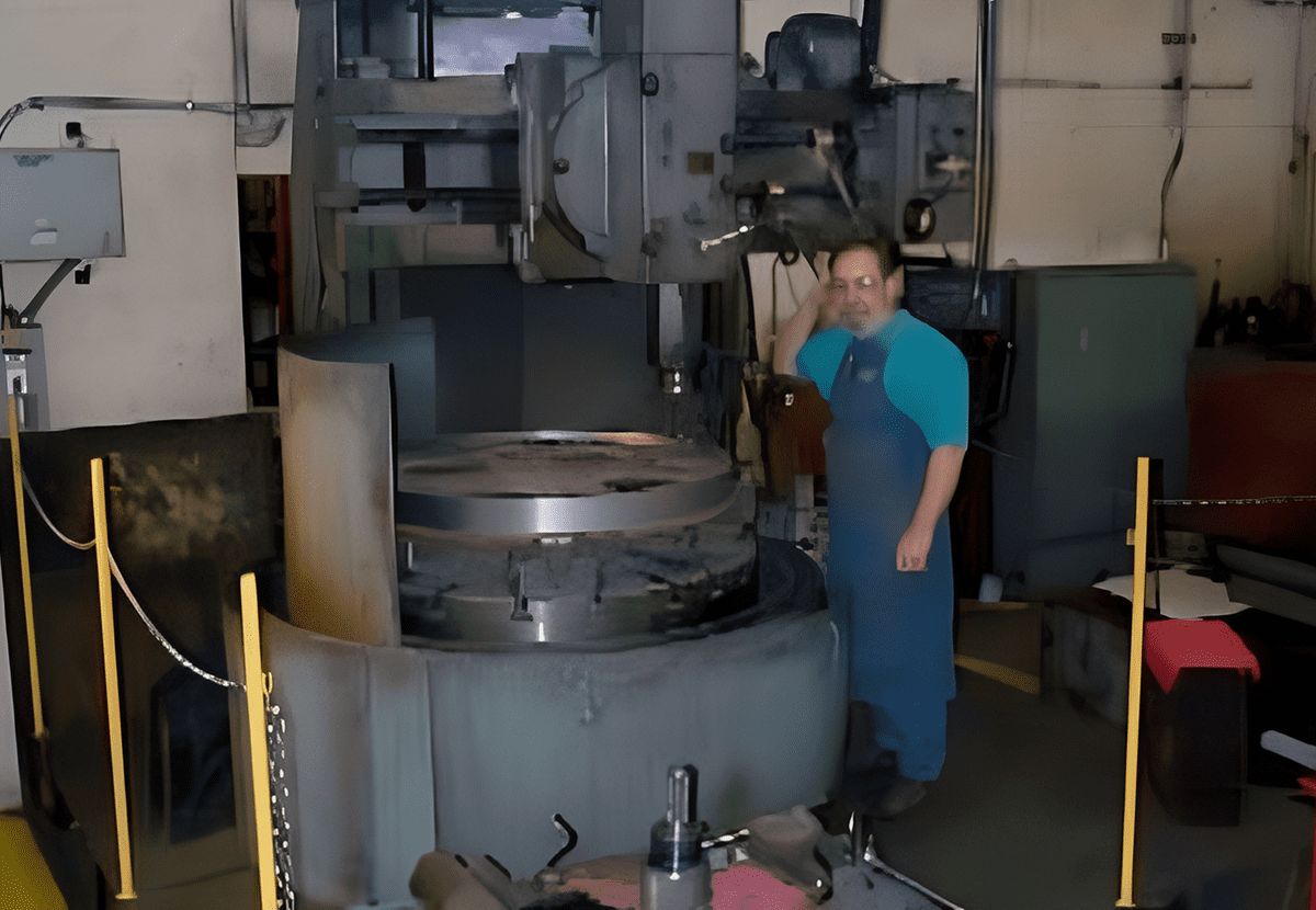 Person standing near industrial equipment