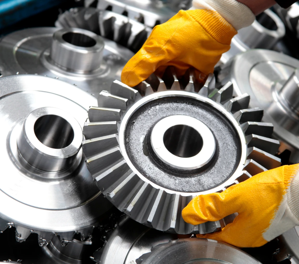 Industrial gears with protective gloves