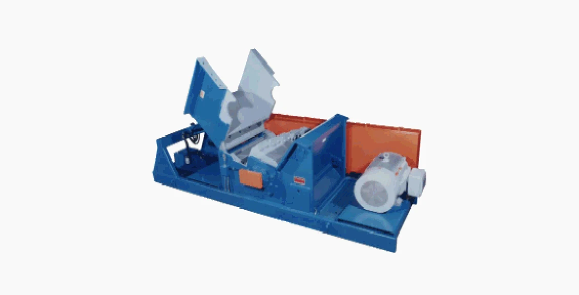 Blue industrial equipment with orange accents